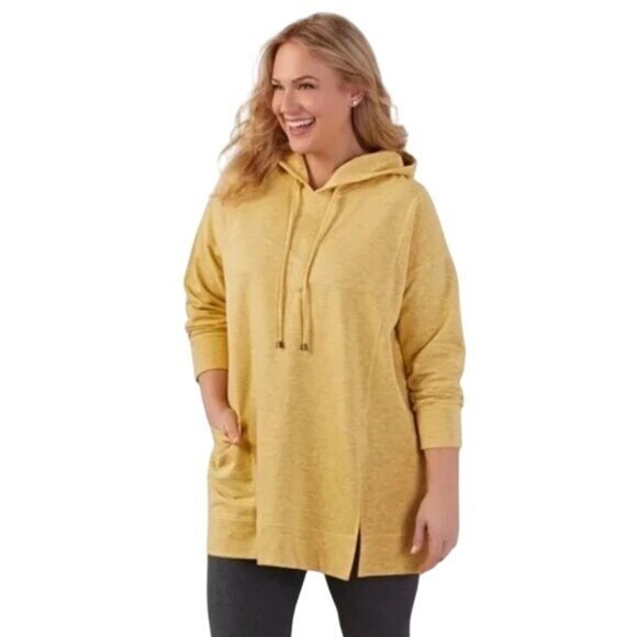 Soft Surroundings Tops - Soft Surroundings Yellow Hoodie Tunic Medium Drawstring Pockets Long Sleeve